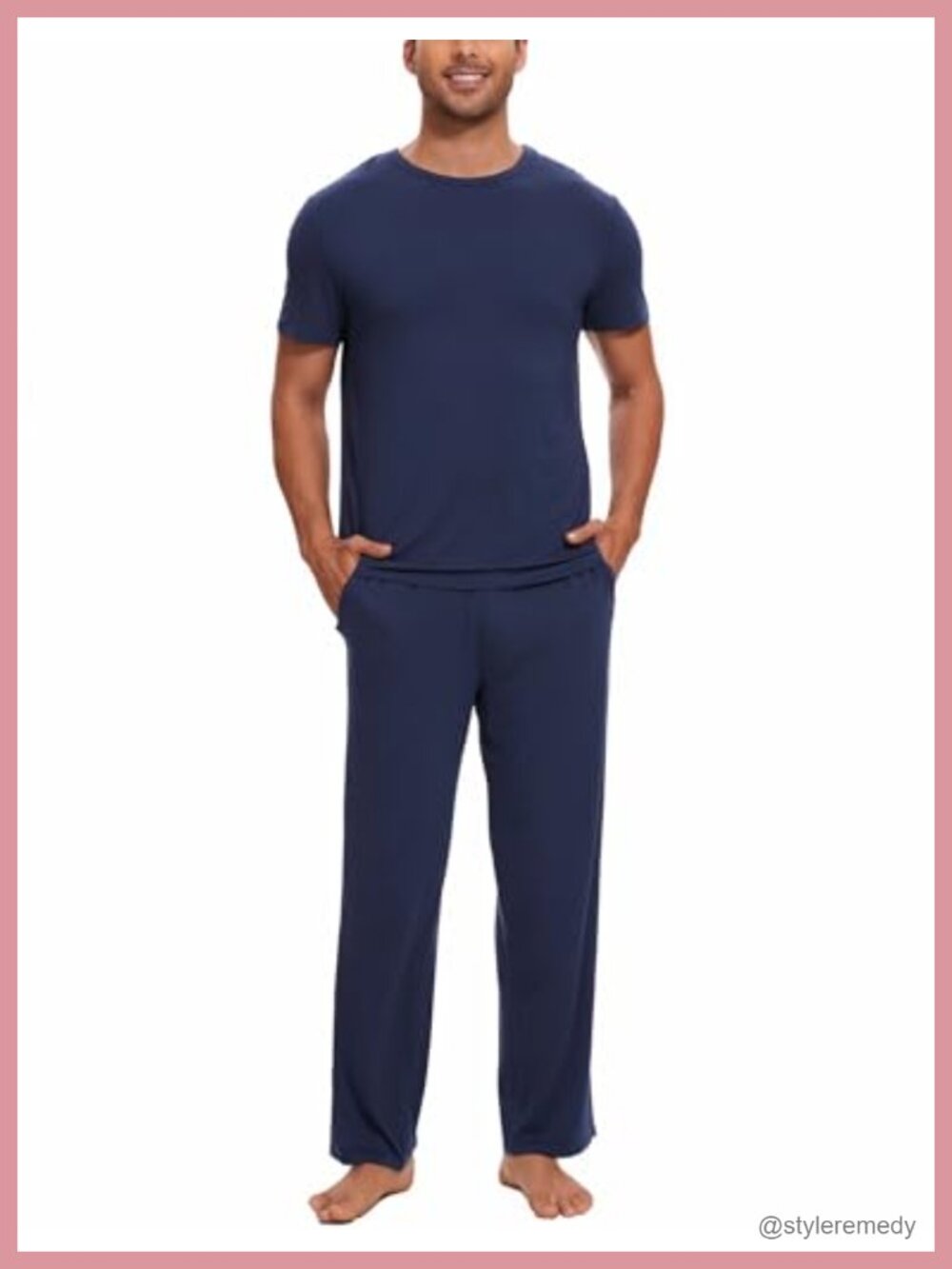 Bamboo Viscose Men's Pajama Set Short Sleeve Loungewear Sleep Set